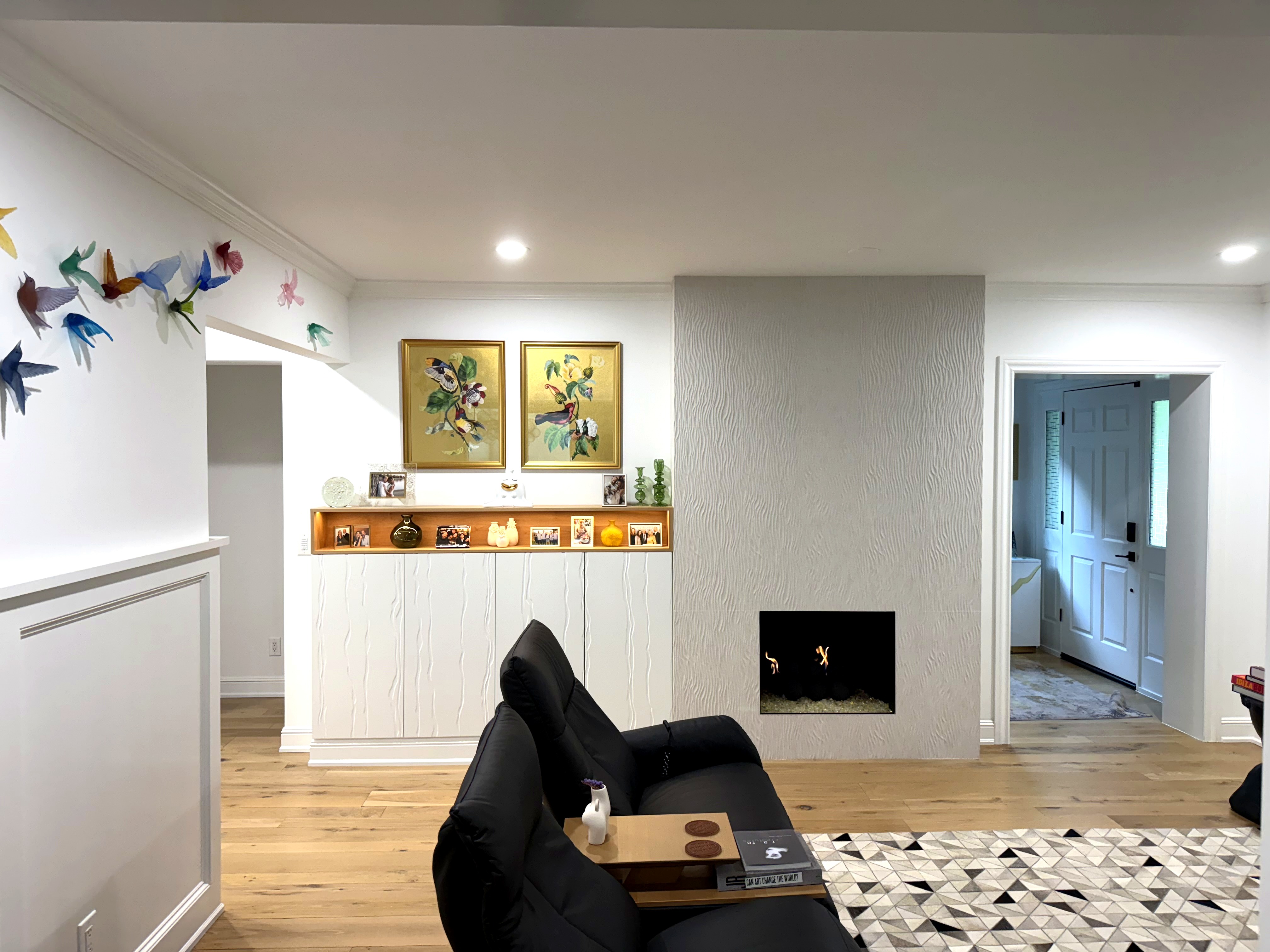 Custom textured fireplace wall Denver by Blue Sky Renovations